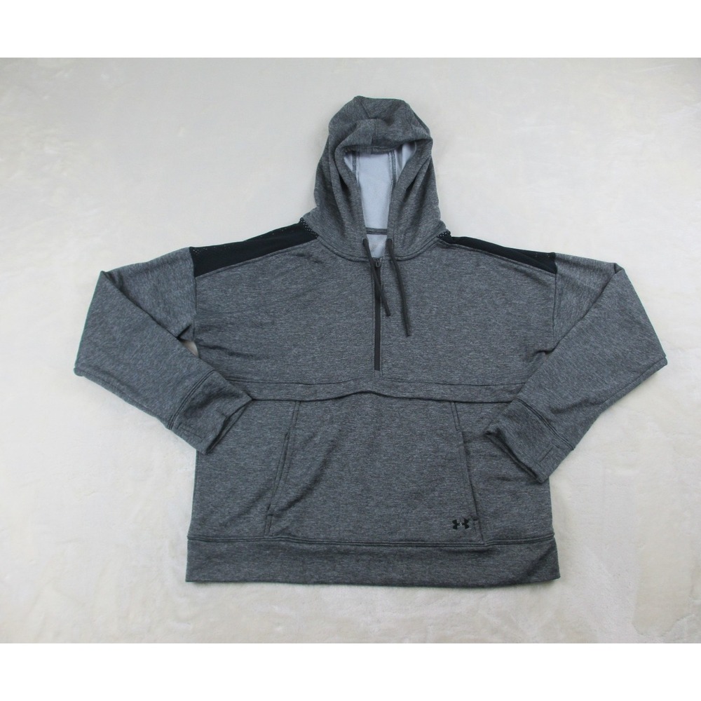 Under Armour Sweater Womens Large Gray Hooded Spell Out Pullover‎ Loose Ladies